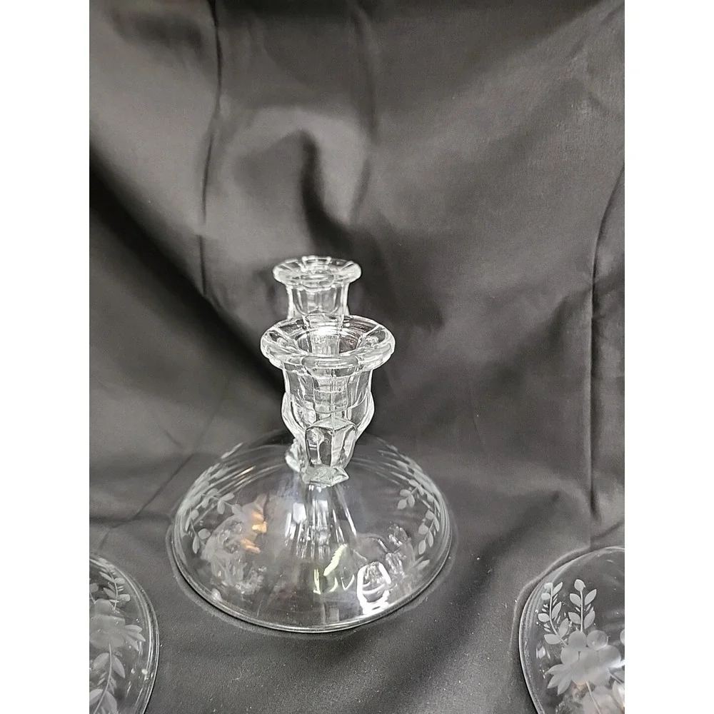 VTG 3 Prelude by Martinsville Viking- Circa 1950, 2-light Crystal Candlestick‎